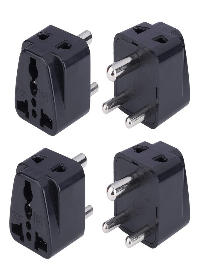 MX Universal Travel Adapter Pack of 4 | Type D Plug Converter for India, USA, UK, EU & China | Dual USB Ports, Surge Protection | Compact Worldwide 2 in 1 Travel Plug (Black) - Image 1